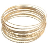 Gold Multi Line Pave Stacked Bangle Bracelets