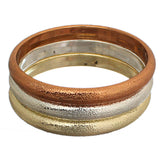 Gold Frosted Tri-Color Stacked Bracelets