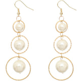 Gold Faux Pearl Triple Hoop Earrings