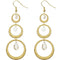 Gold Long Triple Hoop Gemstone Earrings