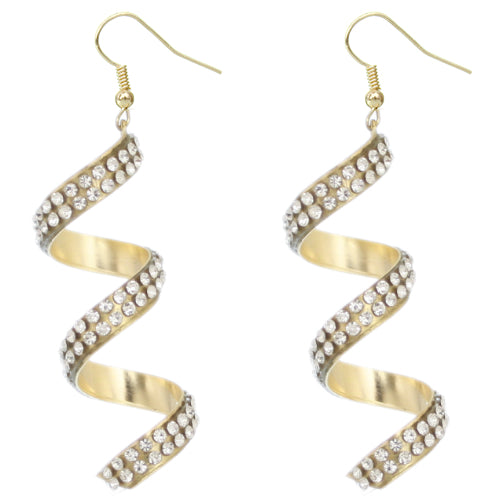 Gold Spiral Twist Gemstone Earrings