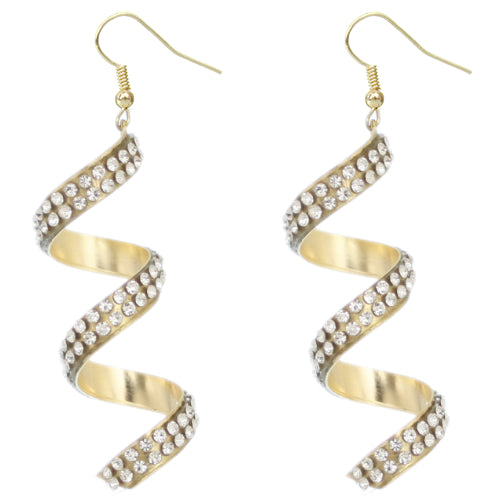 Gold Spiral Twist Gemstone Earrings