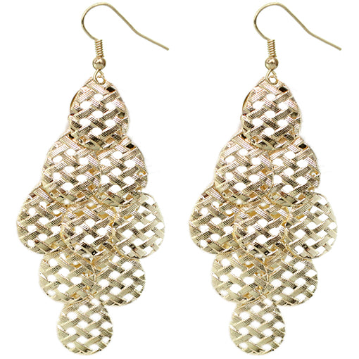 Gold Woven Teardrop Dangle Earrings