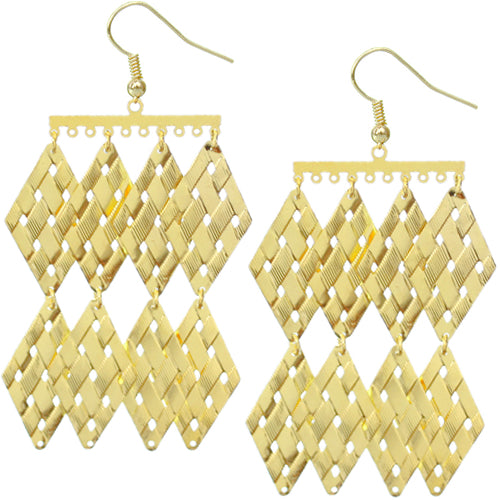 Gold Woven Design Metal Earrings