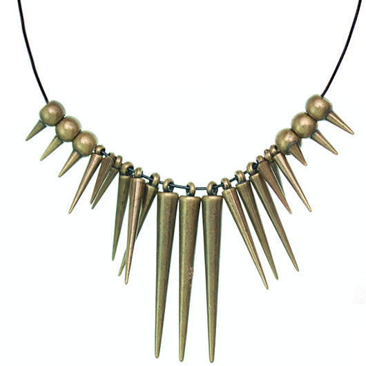 Antique Gold Spike Nylon Necklace Set
