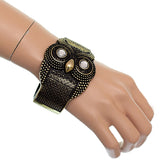 Gold Beaded Eyes Hoot Owl Hinged Bracelet