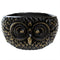 Gold Black Hoot Owl Hinged Bracelet