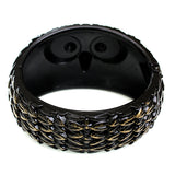 Gold Black Hoot Owl Hinged Bracelet