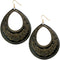 Gold Black Large Open Teardrop Earrings