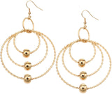 Gold Beaded Triple Hoop Earrings