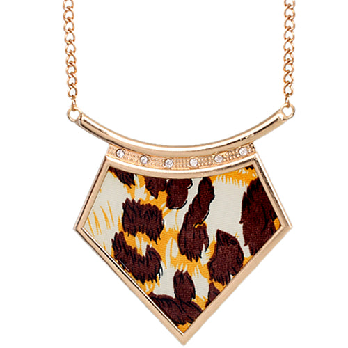Gold Cheetah Print Geometric Chain Necklace
