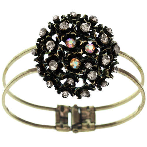 Clear Iridescent Flower Bouquet Hinged Bracelet