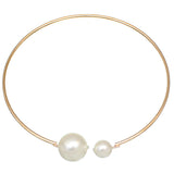 Gold Coil Faux Pearl Collar Choker Necklace