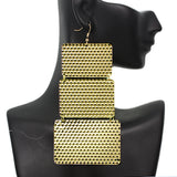 Gold Hammered Lightweight Dangle Link Earrings