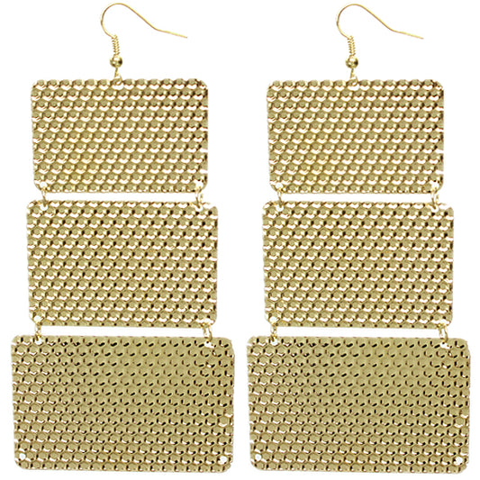 Gold Hammered Lightweight Dangle Link Earrings