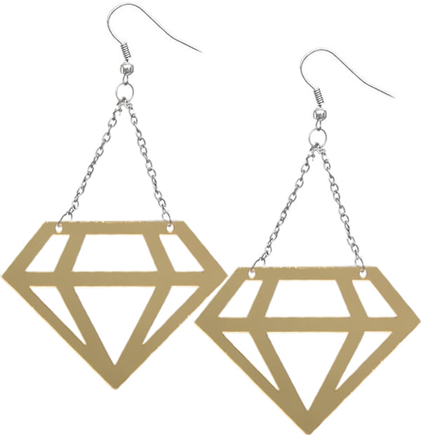 Gold Cutout Diamond Shape Chain Earrings