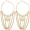 Gold Faux Peal Drop Chain Hoop Earrings