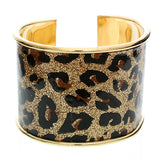 Gold Cheetah Glitter Cuff Bracelet