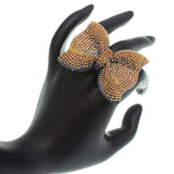 Gold Bronze Large Sparkle Bow Stretch Ring