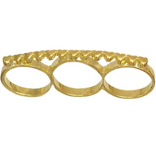 Gold Triple Love Heart Midi Knuckle Ring