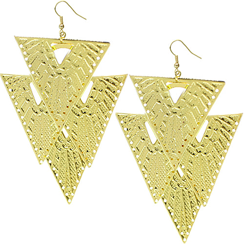 Gold Inverted Upside Down Hammered Earrings