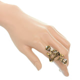 Gold Beaded Double Sided Leafy Flower Ring