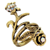Gold Beaded Double Sided Leafy Flower Ring