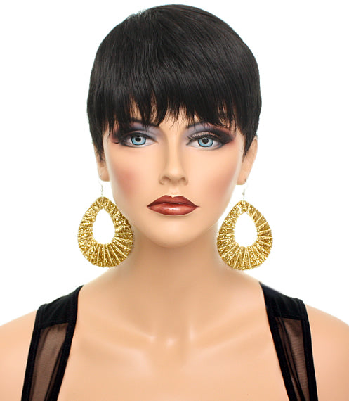 Gold Glitter Fabric Teardrop Earrings