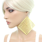 Gold Gigantic Geometic Chevron Earrings