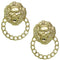 Gold Chain Link Lion Head Post Earrings
