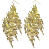 Gold Lightning Bolt Hammered Dangle Earrings