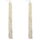 Gold Long Mesh Drop Dangle Sparkle Earrings