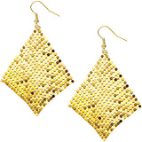 Gold Mesh Glitter Dangle Earrings