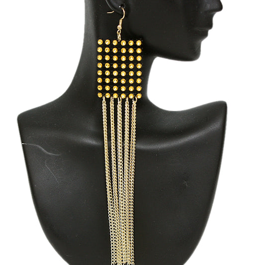 Gold Long Mesh Earrings