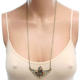 Purple Multicolor Fleur De Lis Rhinestone Charm Necklace