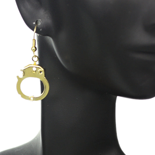 Guard or patrol your ears in these gold handcuff earrings