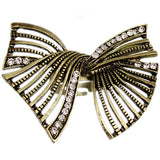 Gold Twist Rhinestone Bow Adjustable Ring