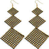 Gold Long Triple Mesh Dangle Earrings