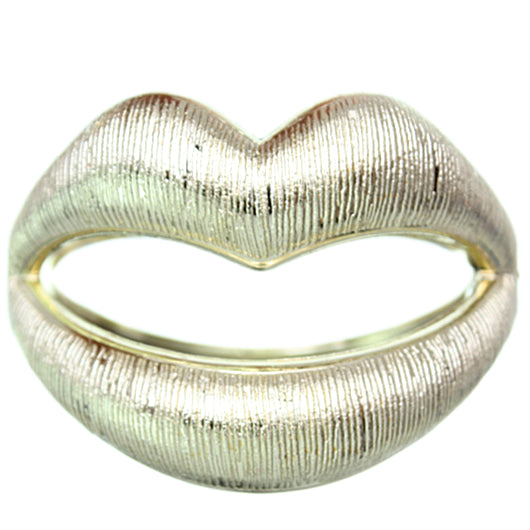 Gold Sexy Large Lips Hinged Bracelet