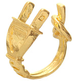 Gold Socket Plug Cuff Wired Ring