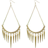 Gold Long Spike Chain Dangle Earrings