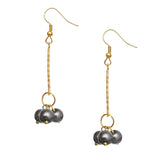Gray Faux Pearl Drop Necklace Earrings Set
