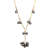 Gray Faux Pearl Drop Necklace Earrings Set
