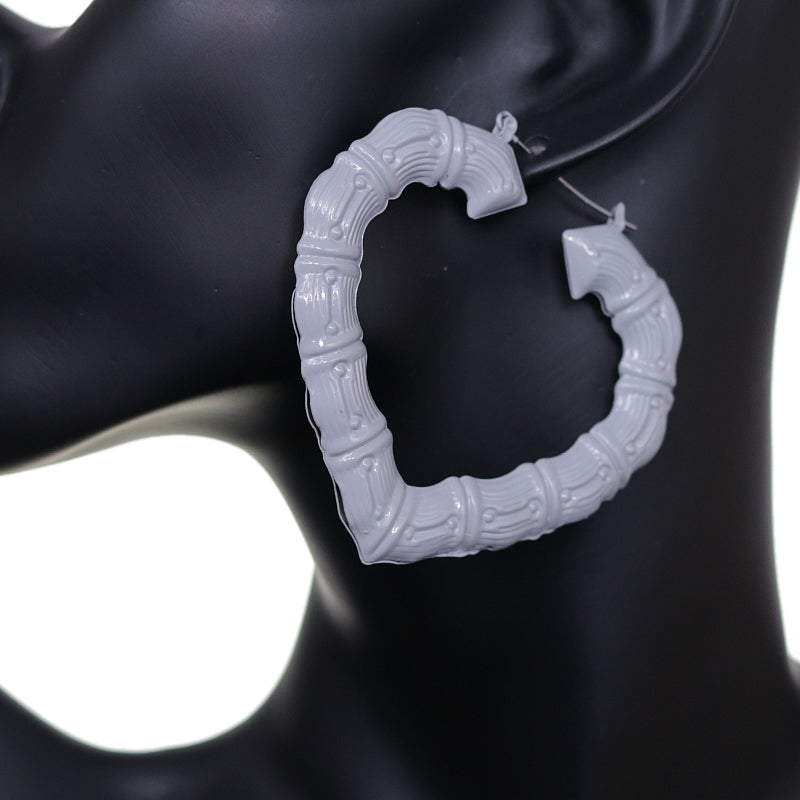 Light Gray Heart Shaped Bamboo Earrings