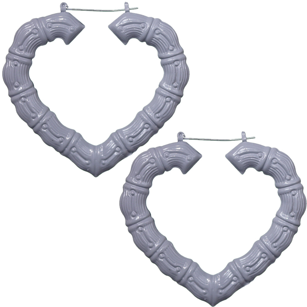 Light Gray Heart Shaped Bamboo Earrings