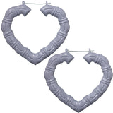 Light Gray Heart Shaped Bamboo Earrings