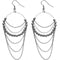 Hematite Beaded Drop Chain Hoop Earrings