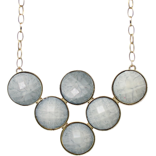 Gray Beaded Statement Chain Necklace