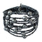 Blue Gray Beaded Coil Cuff Bracelet