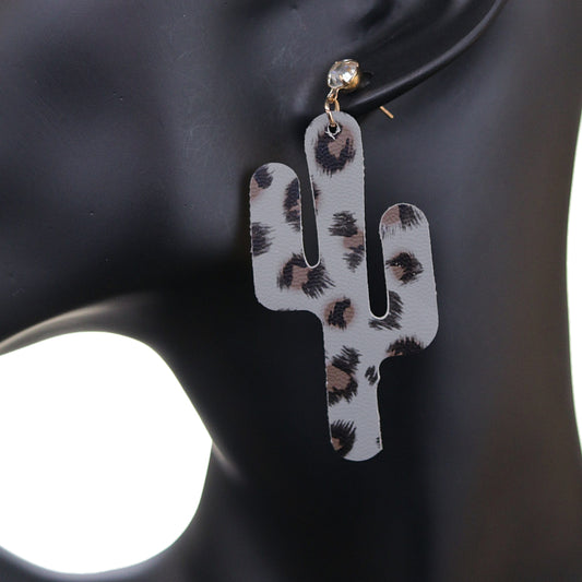 Gray Felt Cactus Earrings